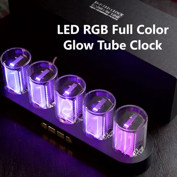 Светодиодные ламповые часы RGB Digital Full Color Night Light Clock Порт Type-C Украшение для часов Nixie с несколькими режимами освещения