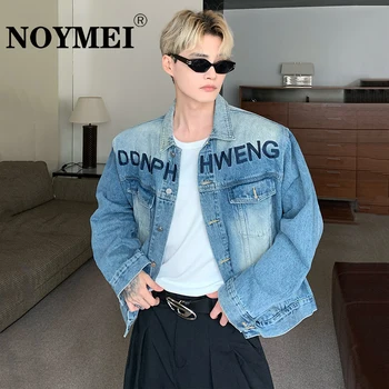 Модное мужское джинсовое пальто NOYMEI Trend, нишевая застиранная куртка с наплечником, свободный дизайн с вышивкой буквами с улицы, модный шик WA2894
