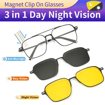 Очки с металлическими зажимами Магнитные очки с магнитным зажимом Солнцезащитные очки Поляризованные очки 3 В 1 Очки с защитой от синего света