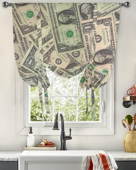 Номер Аватара Сумма Ретро Долларовые шторы с галстуком-бабочкой для гостиной Спальни Современные шторы с завязками на окнах Кухни Короткие шторы