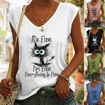 Повседневные свободные футболки с принтом для женщин 2023, Летняя винтажная женская футболка оверсайз, женские футболки с коротким рукавом, топы уличной одежды