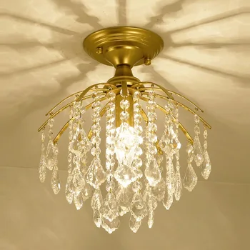 Современный хрустальный светодиод для прихожей, прохода, Золотые подвесные светильники, домашнего декора в ванной, светильников для внутреннего освещения, минималистичных светильников, люстр