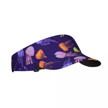 Спортивная солнцезащитная кепка с регулируемым козырьком, защита от ультрафиолета, Верхняя Пустая кепка для тенниса, гольфа, бега, Красочный Акварельный морской узор в виде медузы