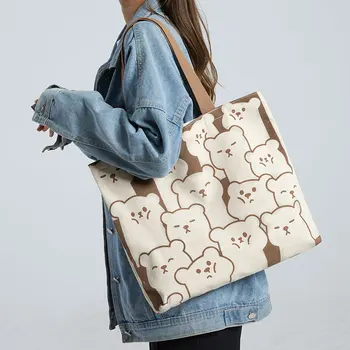 Модные женские холщовые сумки для покупок, Эко-многоразовые складные сумки через плечо, сумки большой емкости для продуктов 2023, сумки-тоут