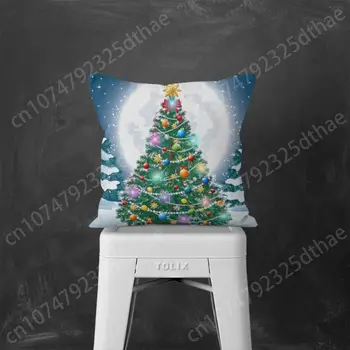 Подушка Санта-Клауса со светодиодной подсветкой, нетоксичный чехол для подушки из полиэстеровой персиковой кожи, украшение дома, эстетичная декоративная наволочка