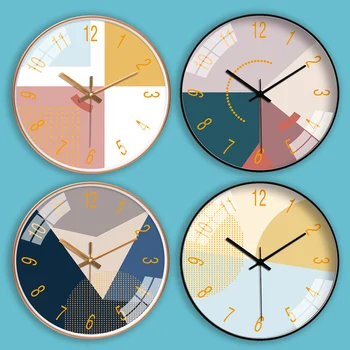 Креативные карманные часы с круглыми часами без звука, современная цветная вставка в гостиной, простая атмосфера домашних кварцевых часов