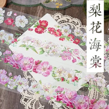 сток прозрачный - 1 петля Цветущая бегония Журнальная бумага Васи ПЭТ лента Декоративная тайваньского производства