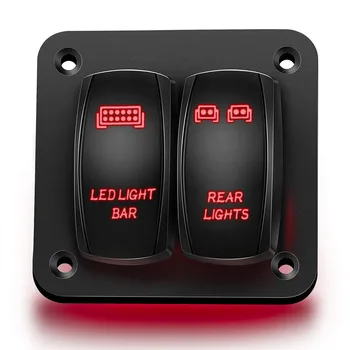 2-бандажный кулисный переключатель панели освещения, переключатель автоматического выключателя, светодиодный выключатель для автомобиля, авто, грузовик, караван, морской красный