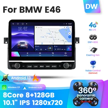 Большой экран 8G + 128G Android 13 Автомобильный Радиоприемник Мультимедийный Аудиоплеер Навигация Видео для BMW 3-Series 3 Series E46 1998 - 2006 BT
