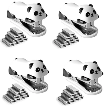 4 Шт Настольный Степлер Panda, Степлер На 12 Листов, Степлер Со Скобой № 10 4000 Шт и Встроенным Средством для удаления скоб
