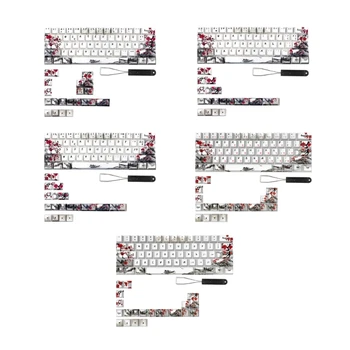 OFBK 80ШТ колпачки для клавиш PBT DyeSub Plum Blossom, совместимые с61/64/67/68 Клавиатуры