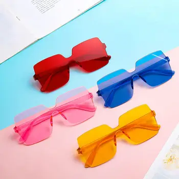 Подходящие модные прозрачные квадратные солнцезащитные очки без оправы, солнцезащитные очки для женщин, солнцезащитные очки для женщин для женщин