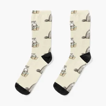 Носки с енотом на бонго, носки с подогревом, носки с эстетичным аниме, мужские носки