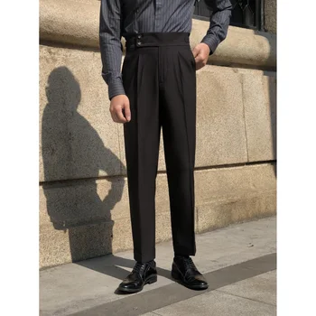 Корейские Мужские весенне-осенние модные деловые повседневные длинные брюки, Тонкие прямые костюмные брюки, Мужские эластичные прямые официальные брюки Z85