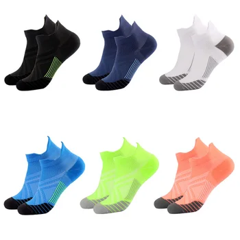 Компрессионные спортивные носки для бега, Мужские Женские нескользящие носки для бега на открытом воздухе, Сетчатые дышащие носки, футбольные носки с профессиональным захватом