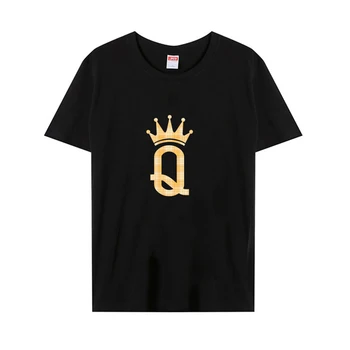 Хлопчатобумажная футболка, женские футболки с графическим рисунком, укороченный топ Queen в Корейском стиле, оверсайз, короткий рукав, Кавайная одежда для пар, подходящая друг другу.