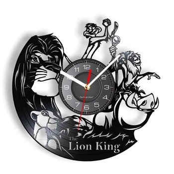 Настенные часы с виниловой пластинкой в виде принца-льва, вдохновленные животными, ретро-подвесные часы в стиле сафари по джунглям, бесшумные стреловидные часы для детской спальни