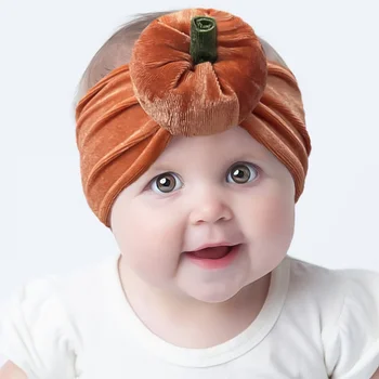 Повязки на голову для маленьких девочек-оранжевая детская повязка на голову в виде тыквы, Пасхальное бархатное украшение для детских волос, детская повязка на голову 2023
