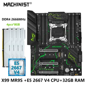 MACHINIST X99 MR9S Комплект материнской платы LGA 2011-3 Xeon CPU E5 2667 V4 Processador + оперативная память DDR4 4*8 ГБ 2666 МГц ATX NVME M.2