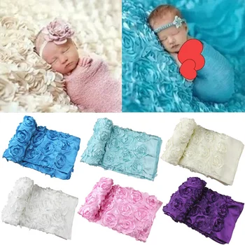 Реквизит для фотосъемки новорожденных, одеяло, сделанное своими руками, Одеяло с розами для детской студийной фотосессии, Фон, Обертывающий коврик, Аксессуары