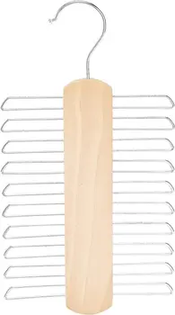 Базовая деревянная вешалка для галстуков и ремней на 20 стержней - натуральная, 2 комплекта LW0084
