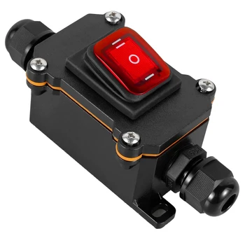 Новый встроенный переключатель шнура питания 30A 220V IP65, водонепроницаемый Переключатель шнура питания с красной светодиодной кнопкой, переключатель для тяжелых условий эксплуатации на открытом воздухе