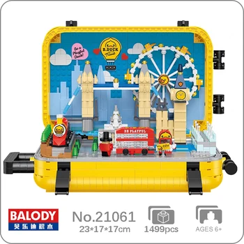Balody 21061 Duck Дорожный чемодан London Eye Биг Бен Тауэрский мост Поезд Мини Блоки Кирпичи Строительная игрушка для детей Подарок без коробки