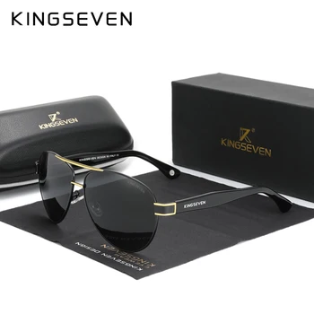 Пилотные солнцезащитные очки из ацетатного сплава KINGSEVEN 2023, мужские поляризованные градиентные солнцезащитные очки, Женские очки с проволочными висками