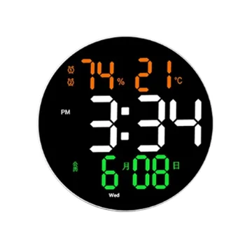10-дюймовые цифровые настенные часы со светодиодным дисплеем, дистанционным управлением, регулируемой яркостью, цифровым будильником / температурой / Календарем / датой