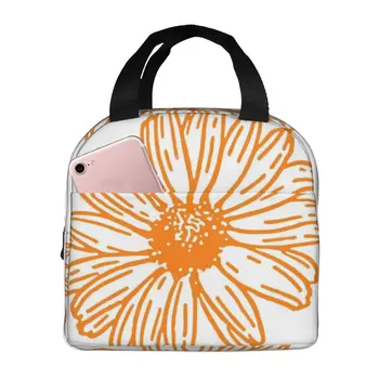 Бежевый черный и оранжевый Абстрактный цветок Art1 Термоизолированные сумки для ланча Контейнер для ланча Сумки для продуктов холодильник Ланч Бокс Сумка