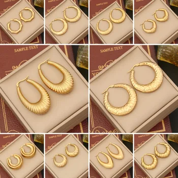 Геометрические серьги-кольца из нержавеющей стали 316L для женщин, новый тренд, преувеличенные, не выцветающие ювелирные изделия, подарки
