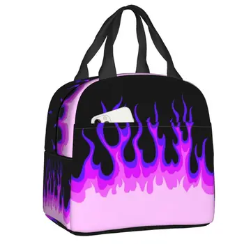 Фиолетовая Классическая сумка для ланча Racing Flames, мужская и женская сумка-холодильник, термоизолированный ланч-бокс для детей, школьные сумки для пикника