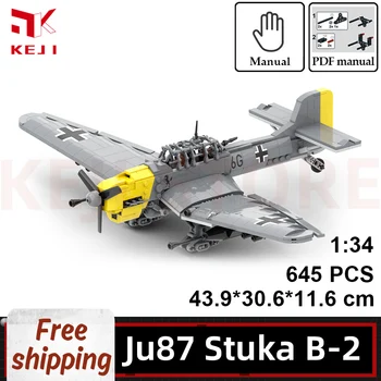KEJI MOC-68986 Junkers Ju 87 Stuka B-2 Самолет Модель Пикирующего Бомбардировщика Строительные Блоки Наборы Кирпичей Подарок Для Детей Мальчиков