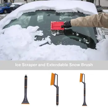 Скребок для льда Щетка для уборки снега Scraper имеет практичный треугольный алюминиевый стержень, экономящий место Инструмент для уборки снега для легковых автомобилей, внедорожников и грузовиков