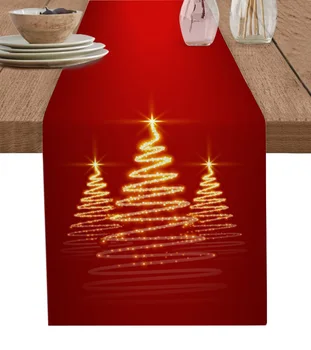 Рождественская елка, Красное Золото, свадебное украшение, стол для бега, Кухонный журнальный столик, обеденный стол, Тканевое украшение для домашней вечеринки