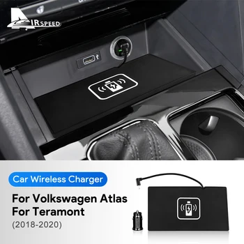Автомобильное Беспроводное Зарядное Устройство для Volkswagen VW Atlas Teramont CA1 2018 2019 2020 LHD Держатель Для Быстрой Зарядки Мобильного Телефона 15 Вт Плата Зарядного Устройства