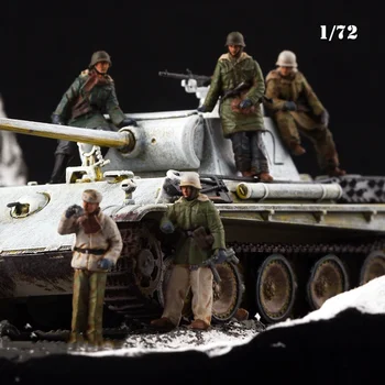 5шт 1/72 Масштаб Танковая машина Группа солдат 5 фигурок солдат Модель DIY Сцена Кукольный орнамент