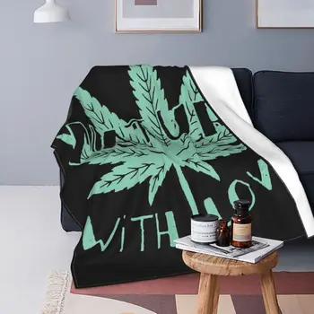 Одеяло с рисунком листьев конопли, Фланелевый текстильный декор, Крутая трава, Многофункциональное ультра теплое одеяло для постельного белья, покрывало для дивана-кровати