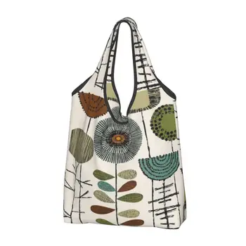 Переработанная Скандинавская цветочная сумка для покупок Orla Art, женская сумка-тоут, портативная, Orla Kiely, Современные продуктовые сумки для покупок середины века