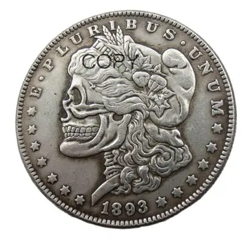 US Hobo 1893O Morgan Dollar череп зомби скелет Посеребренные копии монет