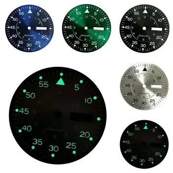 Циферблат 33,6 мм Для механического механизма NH36 с автоподзаводом и зеленой светящейся шкалой с отметкой 5 секунд, Модификация часов, Аксессуары Pilot