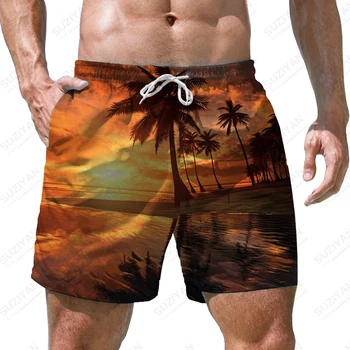Летние новые мужские шорты coconut tree sunset, мужские шорты с 3D принтом, мужские шорты в стиле отпуска, модные повседневные мужские шорты