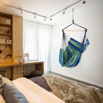 Переносная подвесная кровать, спортивное кресло в помещении, качели, полосатая кровать-гамак для отдыха