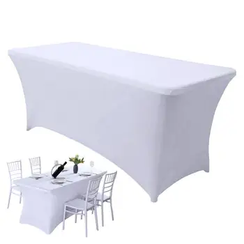 Растягивающееся покрытие стола из молочного шелка, Прямоугольное покрытие стола во внутреннем дворике, Белая скатерть, скатерть для банкета в отеле