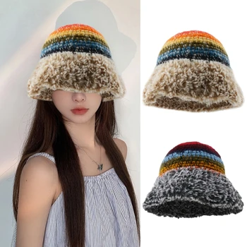 Вязаная крючком панама для женщин-подростков, Уличная Складная Рыбацкая шляпа с широкими полями, зимняя Ветрозащитная Лыжная шляпа