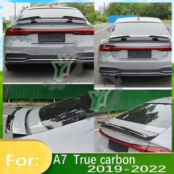 Для Audi A7 2019 2020 2021 2022 TFSI из настоящего углеродного волокна Задняя крыша автомобиля, спойлер багажника, губа, окно, крыло