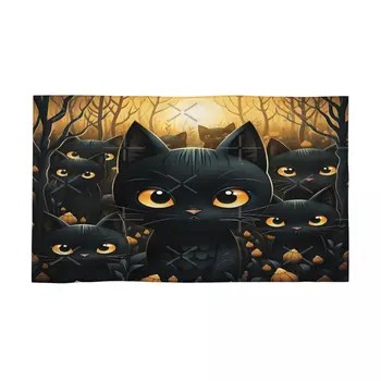 Черные кошки - Жуткая коллекция для Хэллоуина 40x70 см Салфетка для мытья лица, приятная для кожи, подходит для свадебного подарка на открытом воздухе