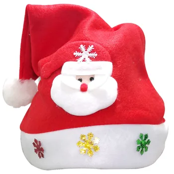 Рождественские украшения, ярко-красная рождественская шляпа из нетканого материала, Плюшевый мультяшный рождественский подарок, Рождественская шляпа для взрослых и детей