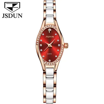 JSDUN 8842 Водонепроницаемые женские наручные часы с керамическим ремешком, модные кварцевые часы для женщин
