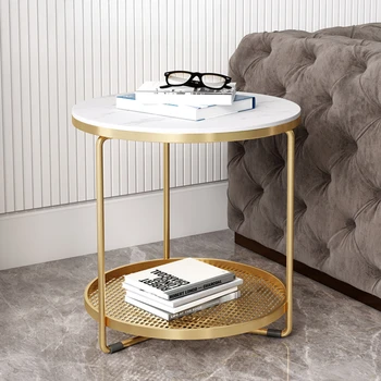 Легкая роскошная прикроватная тумбочка с двухслойной структурой, настольные столы из каменной плиты, приставной столик для рабочего стола, универсальная практичная современная мебель